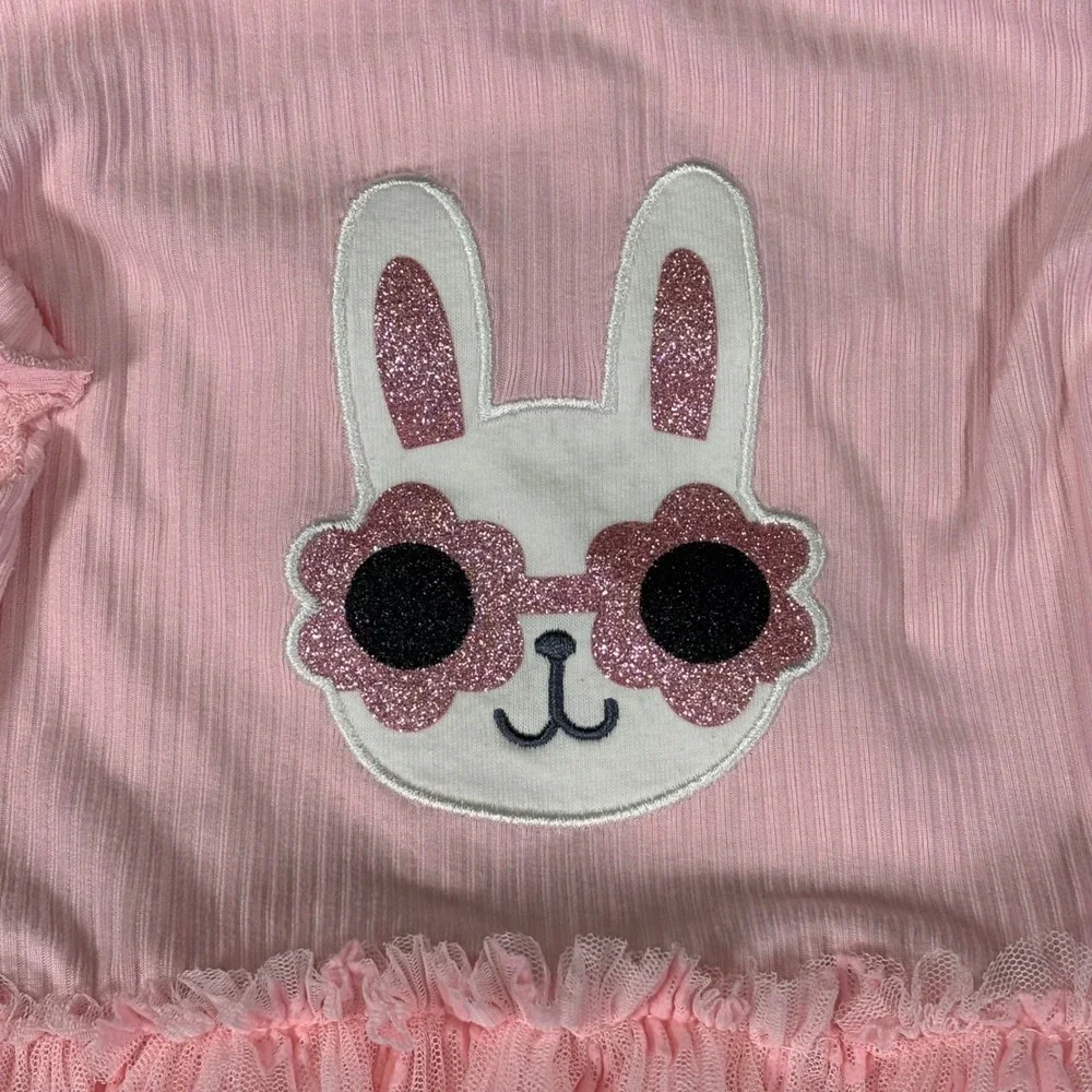 Girls 5T Easter Dress Pink Ribbed Bunny Sunglasses‎ Tutu Tulles Celebrate Easter